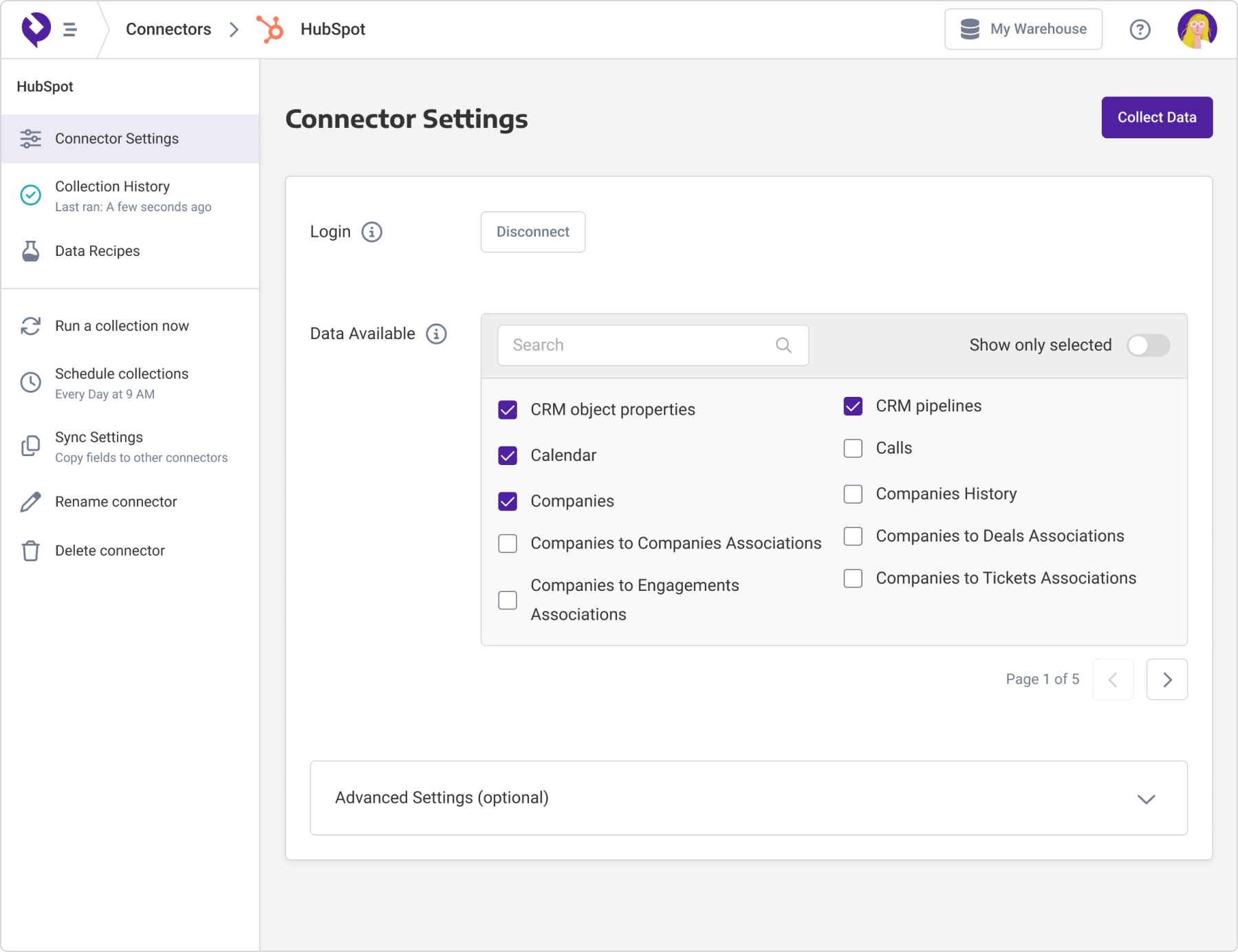 Your data source settings