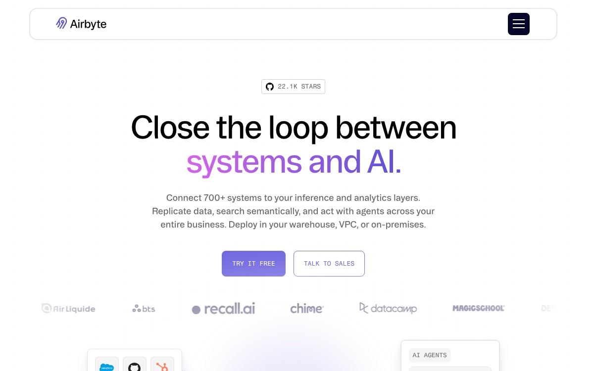 Airbyte homepage
