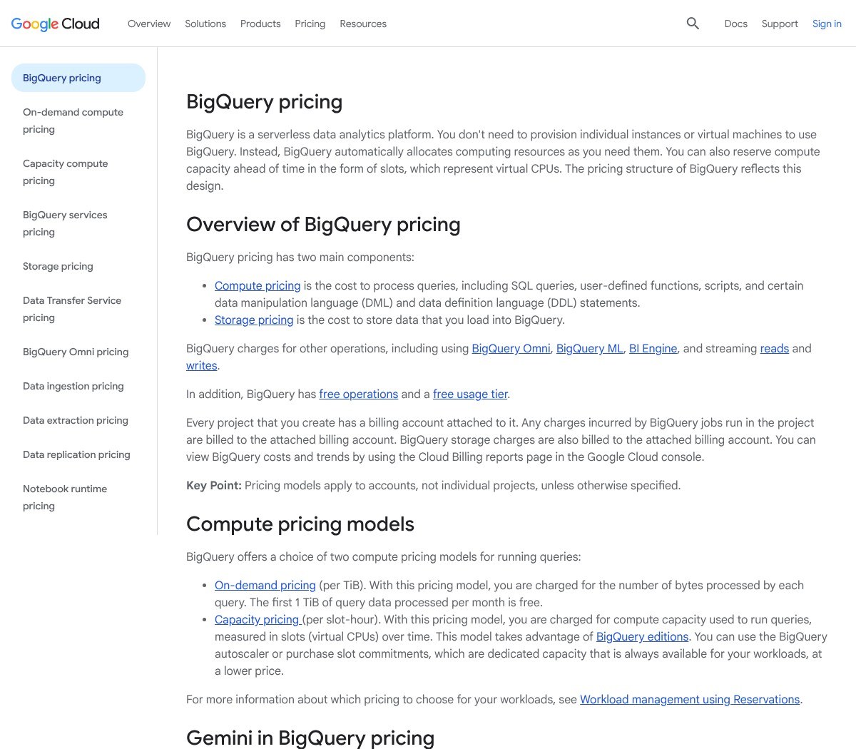 BigQuery pricing