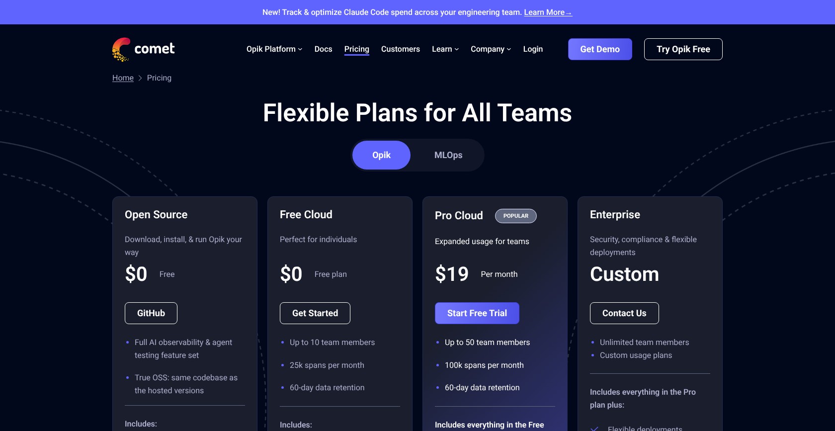 Comet pricing