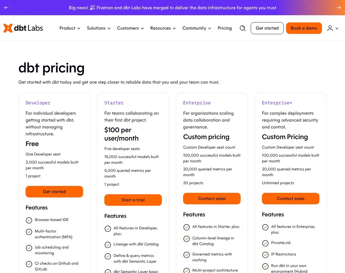 dbt pricing