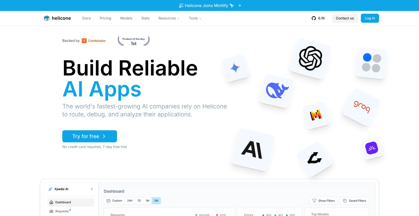 Helicone homepage