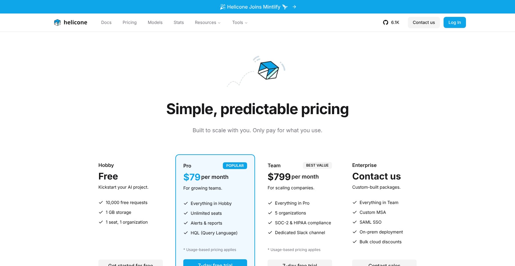 Helicone pricing