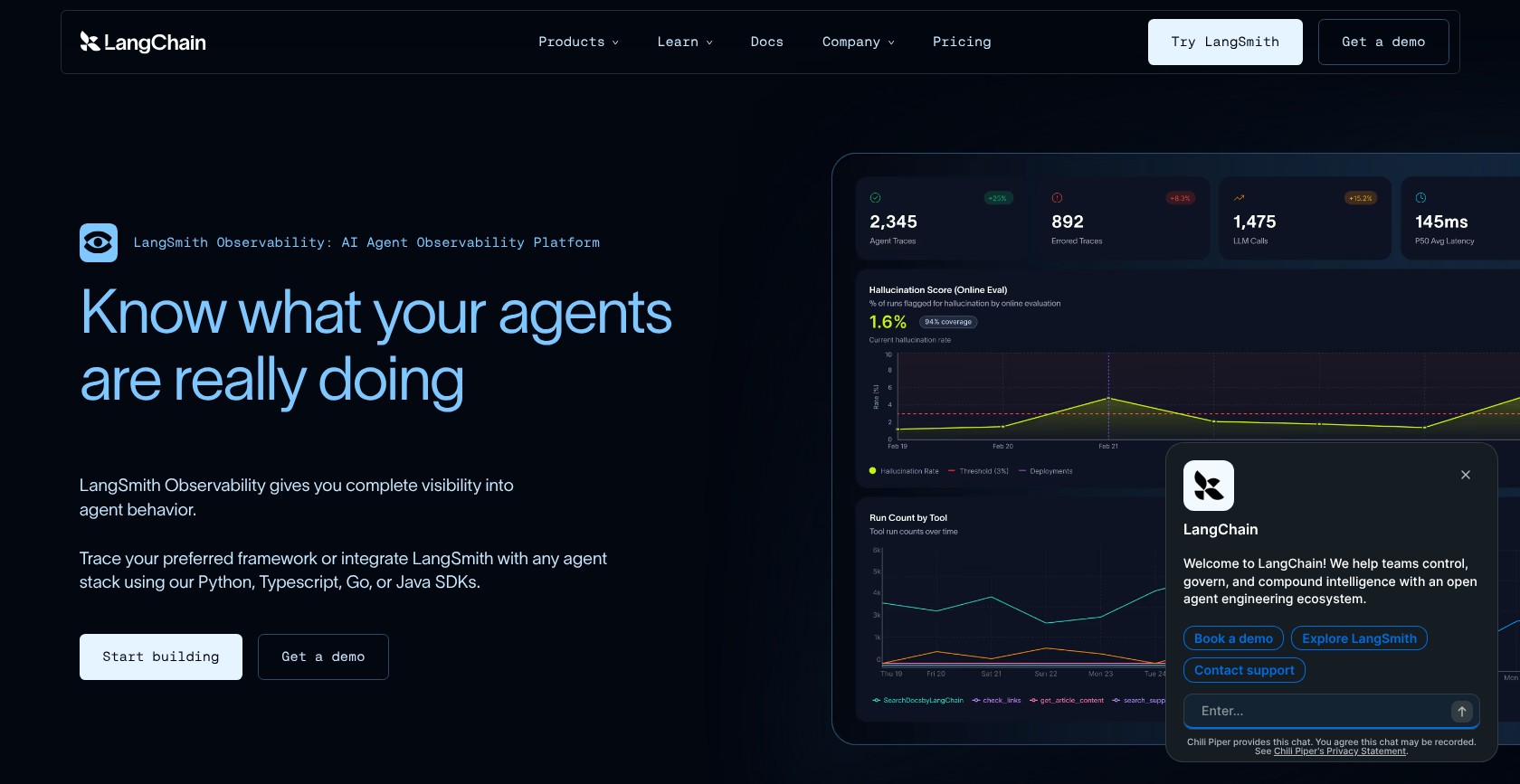 LangSmith homepage