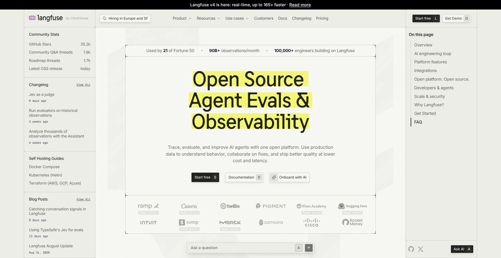 Langfuse homepage