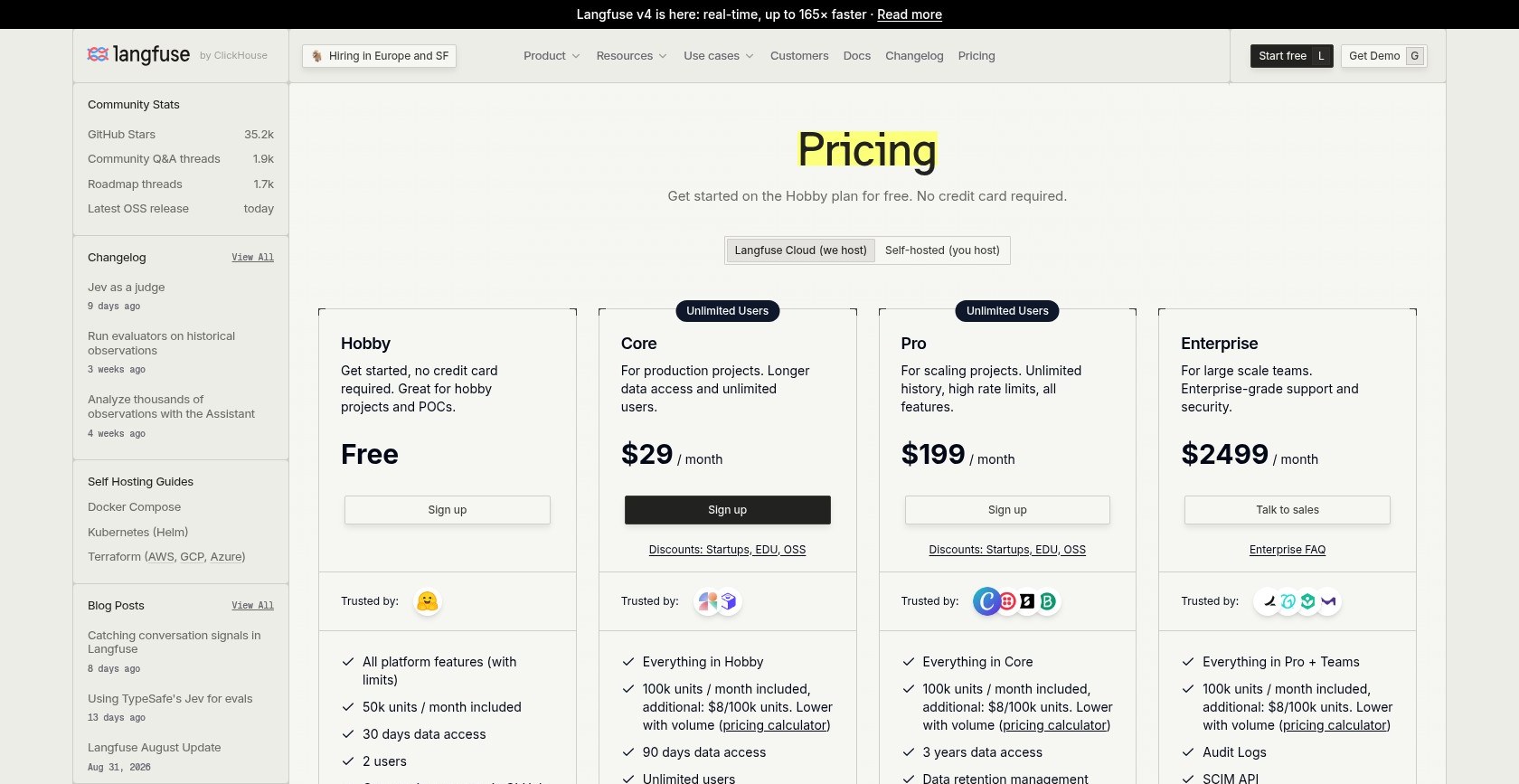 Langfuse pricing