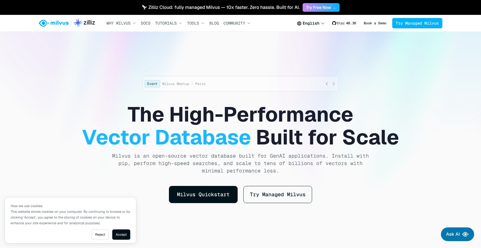 Milvus homepage
