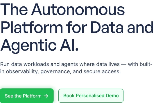 Acceldata homepage introduction, October 2026