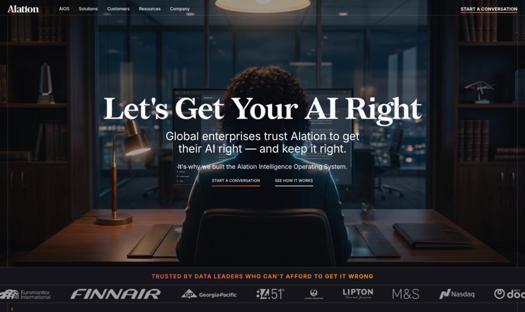 Alation homepage introducing its Intelligence Operating System.
