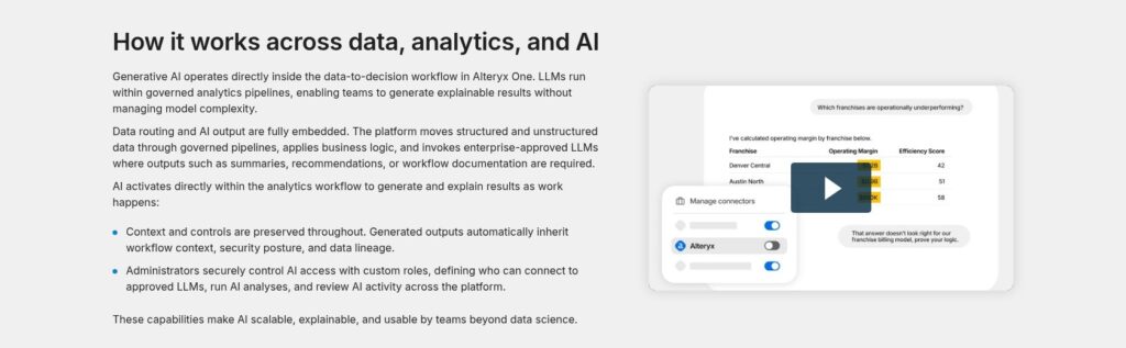 Alteryx generative AI page, October 2026