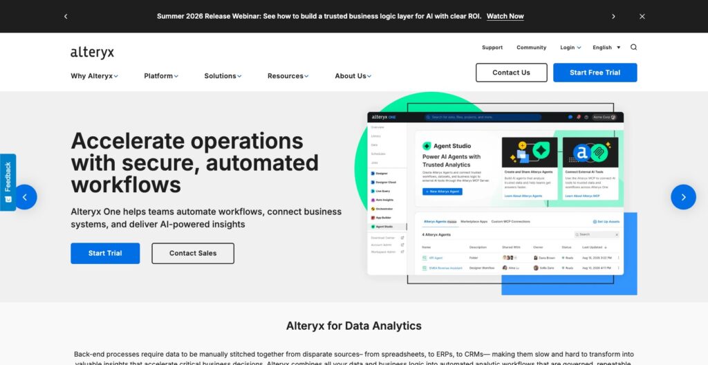 Alteryx homepage, October 2026