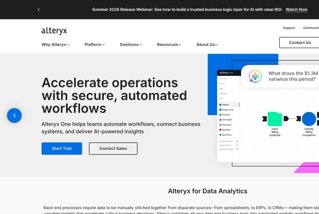 Alteryx homepage, October 2026