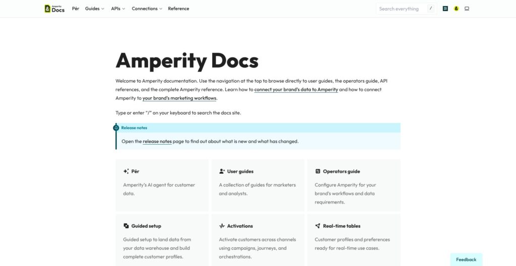 Amperity docs home, October 2026