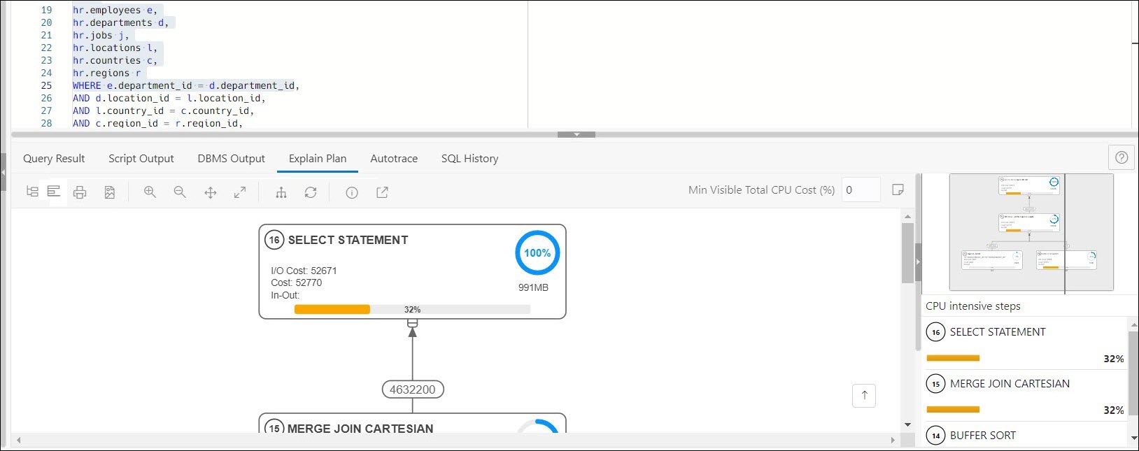 Oracle SQL Developer Web execution plan