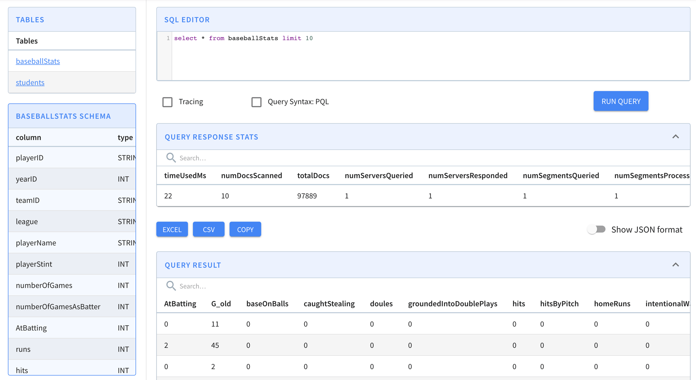 Apache Pinot Query Console