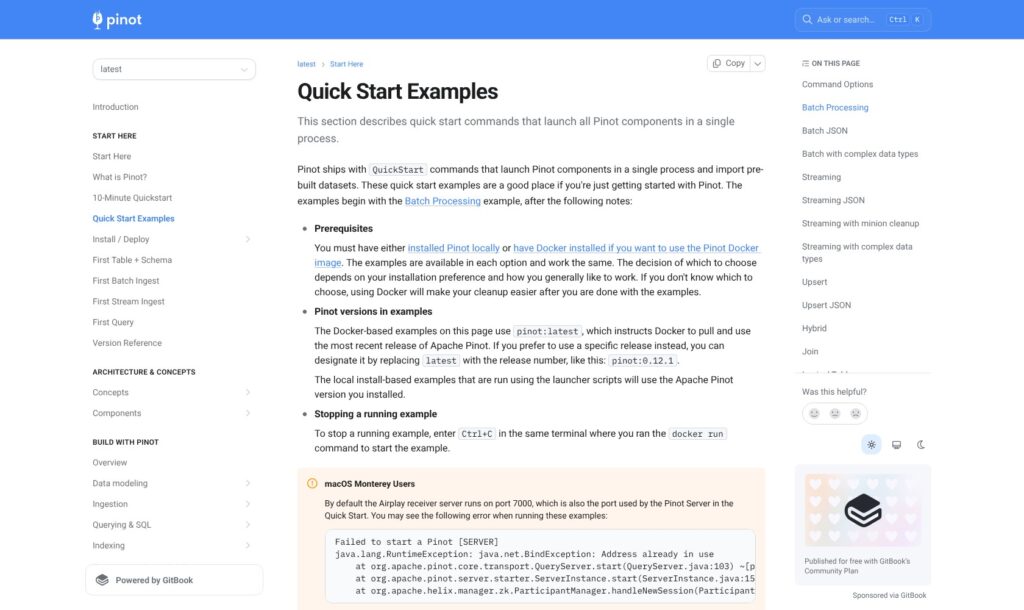 Apache Pinot official quickstart guide