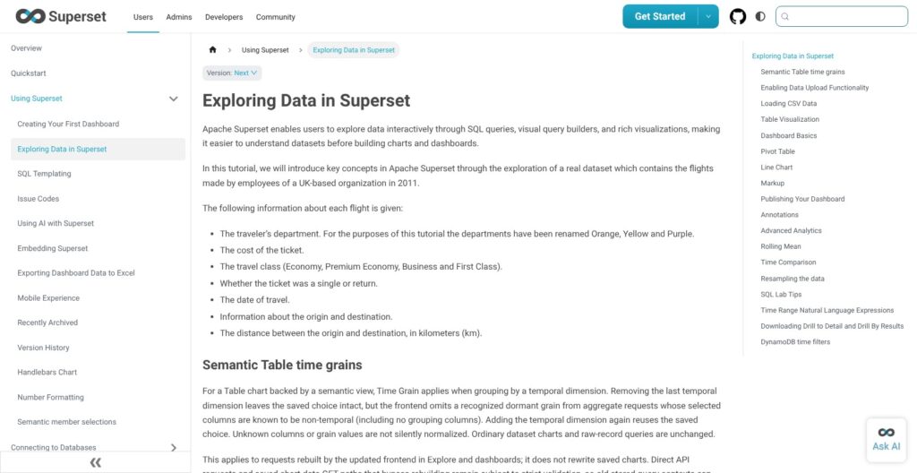 Apache Superset exploring data guide, October 2026