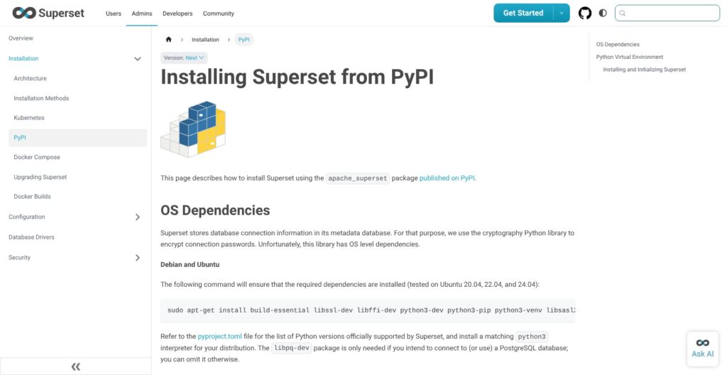 Apache Superset PyPI installation guide, October 2026