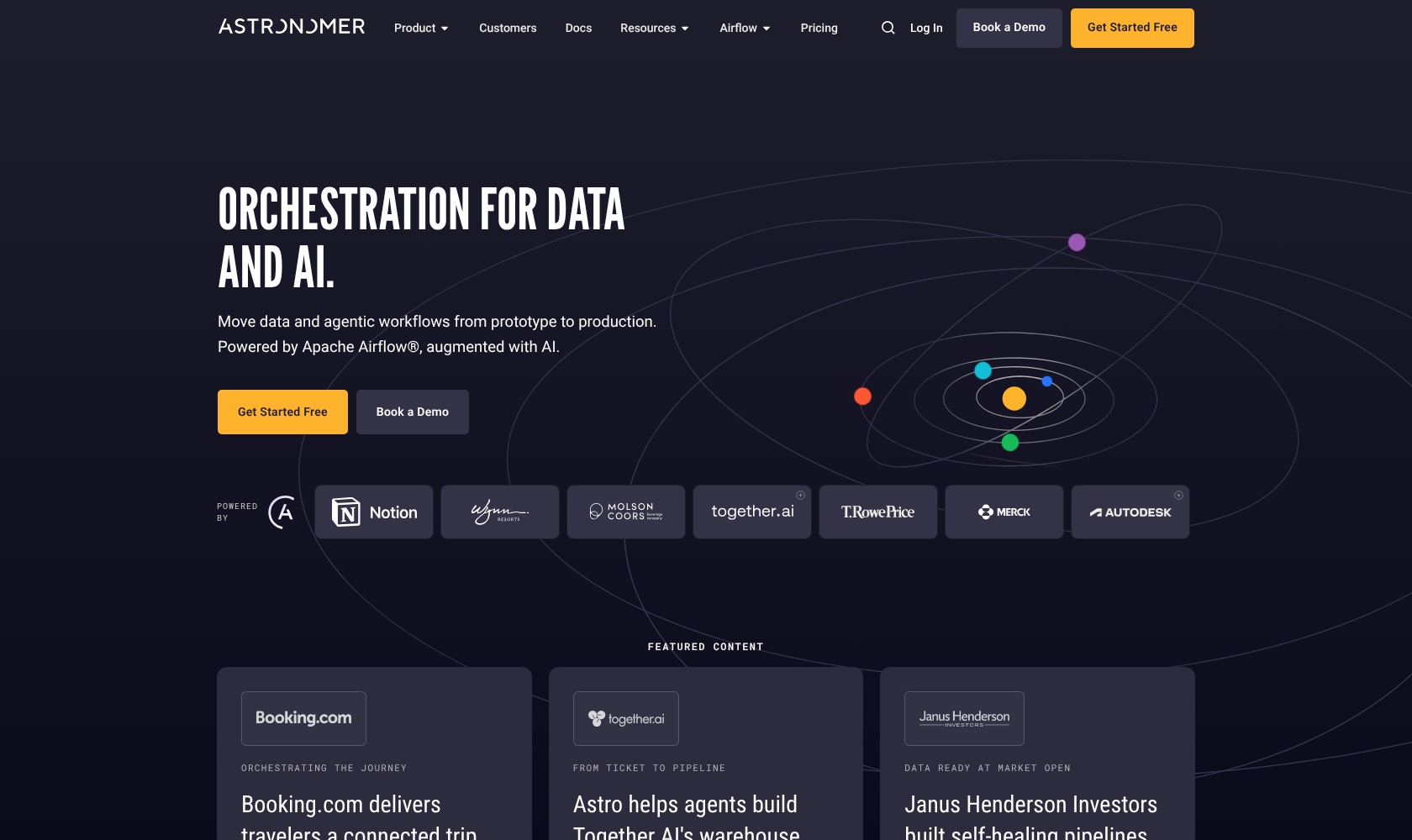 Astronomer website introducing its Airflow orchestration platform.