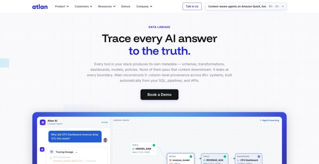 Atlan data lineage product page