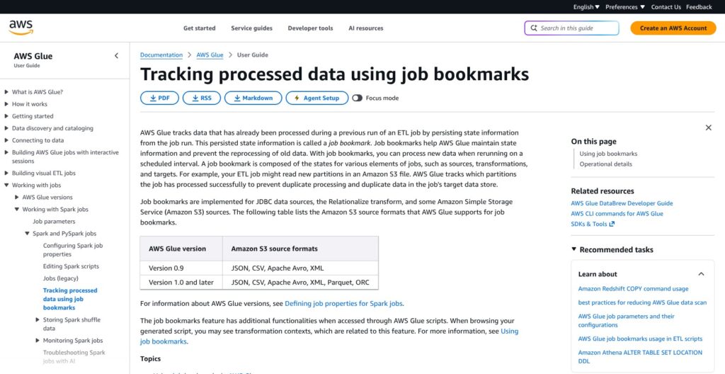 AWS Glue bookmarks, October 2026