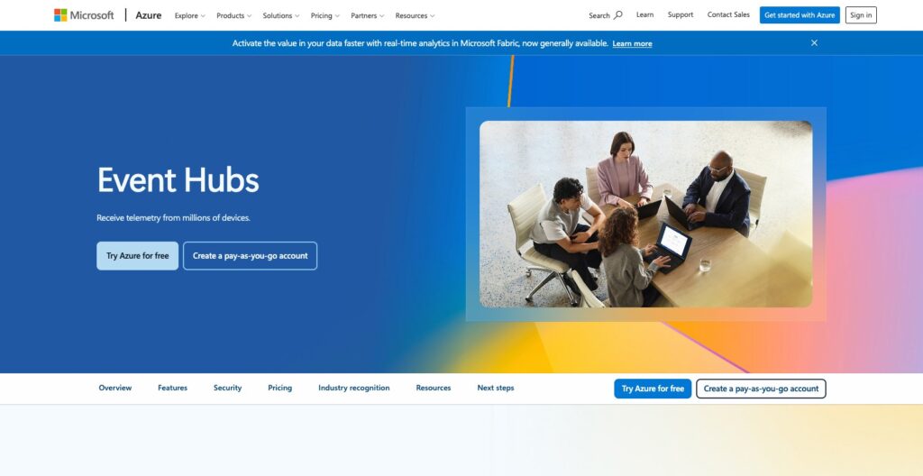 Azure Event Hubs product page, October 2026