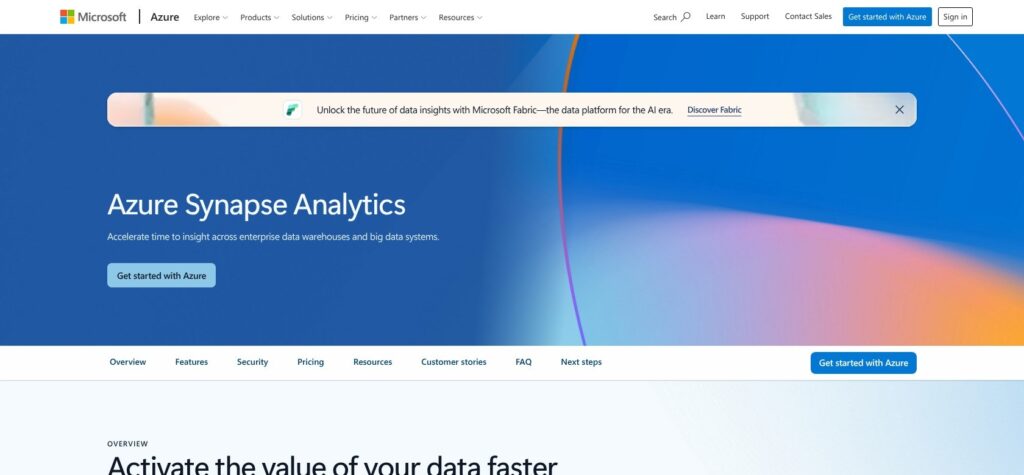 Azure Synapse Analytics product page, October 2026