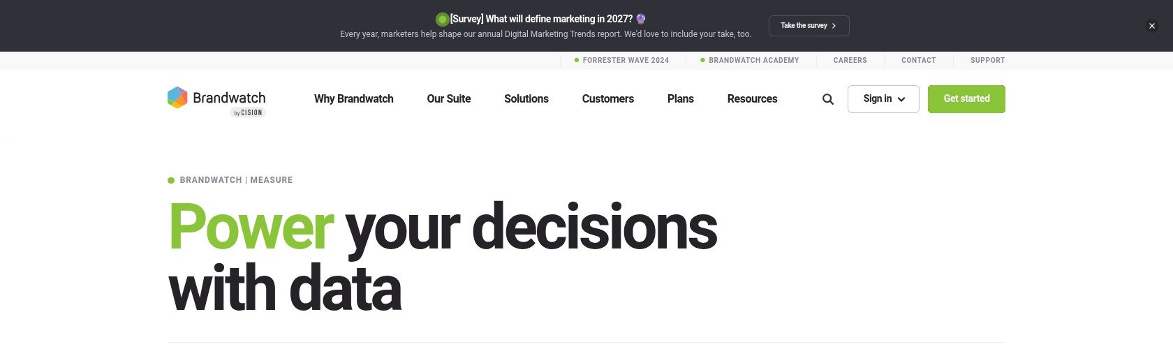 Brandwatch Measure product page, October 2026