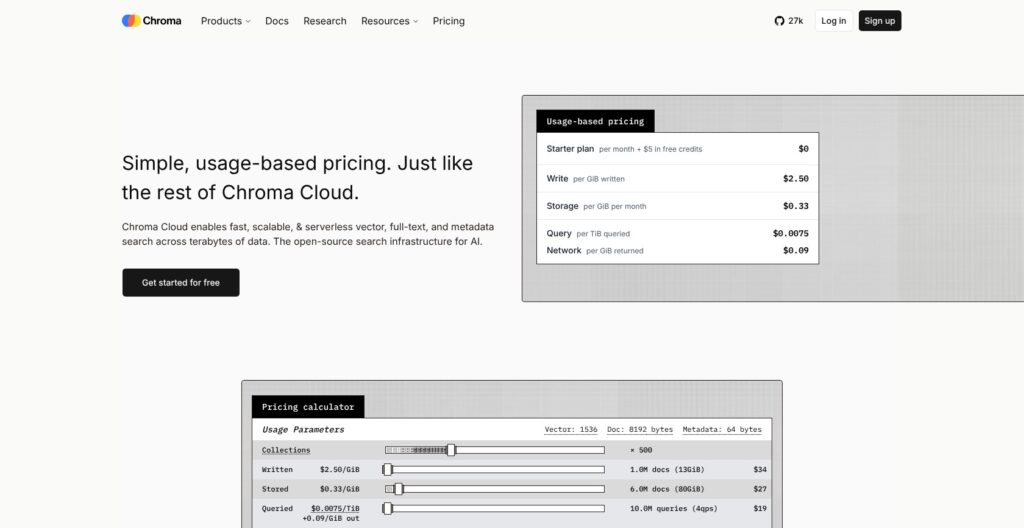 Chroma pricing page, October 2026