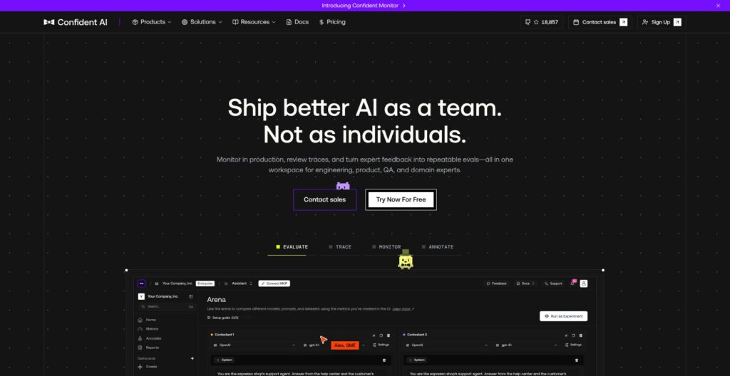 Confident AI homepage, October 2026