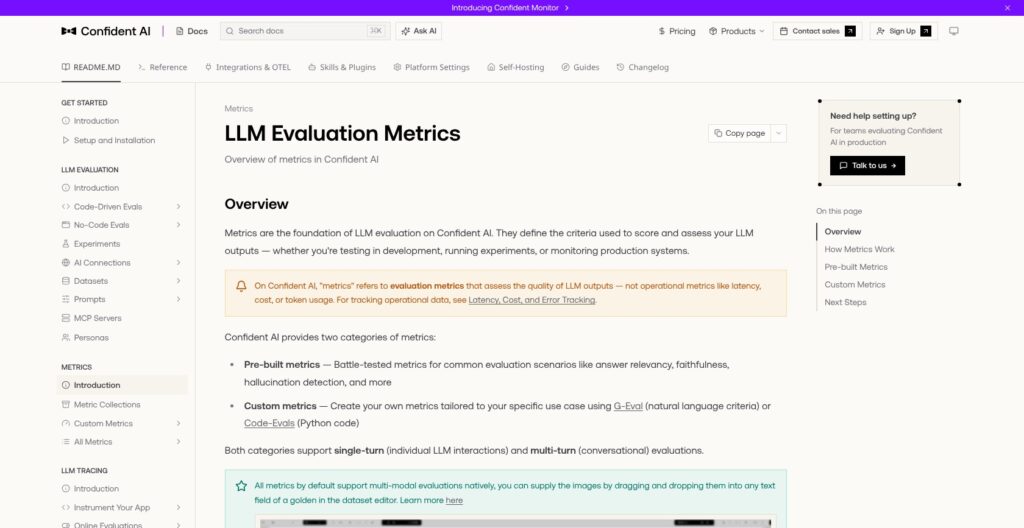 Confident AI metrics introduction, October 2026