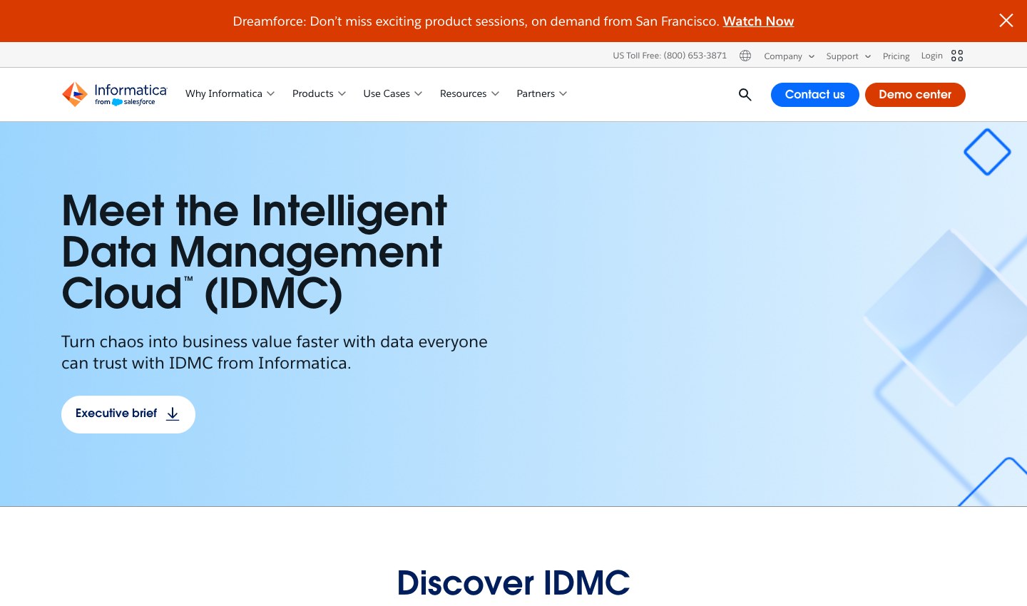 Informatica Intelligent Data Management Cloud product page.