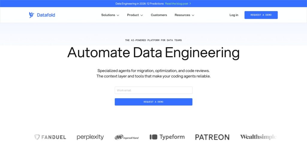 Datafold overview page, October 2026