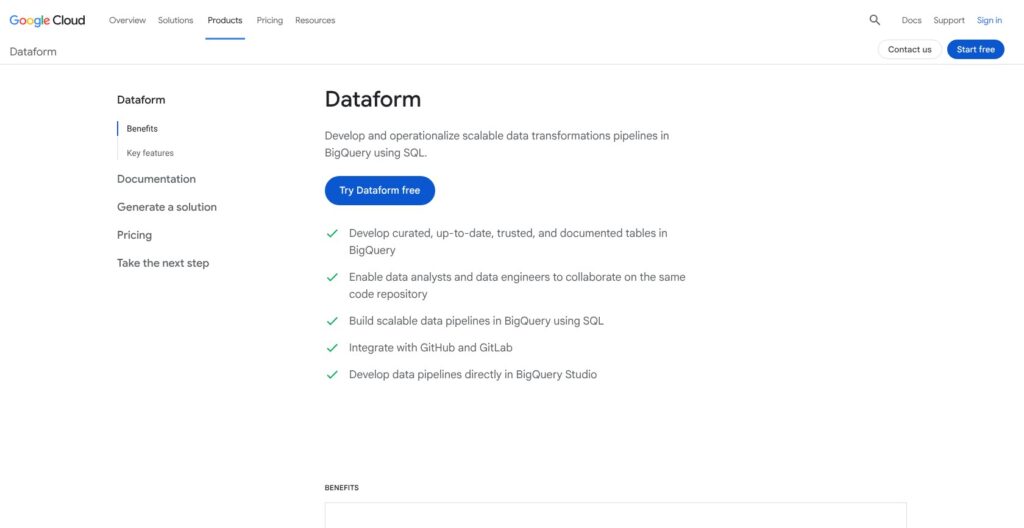 Dataform product page, October 2026