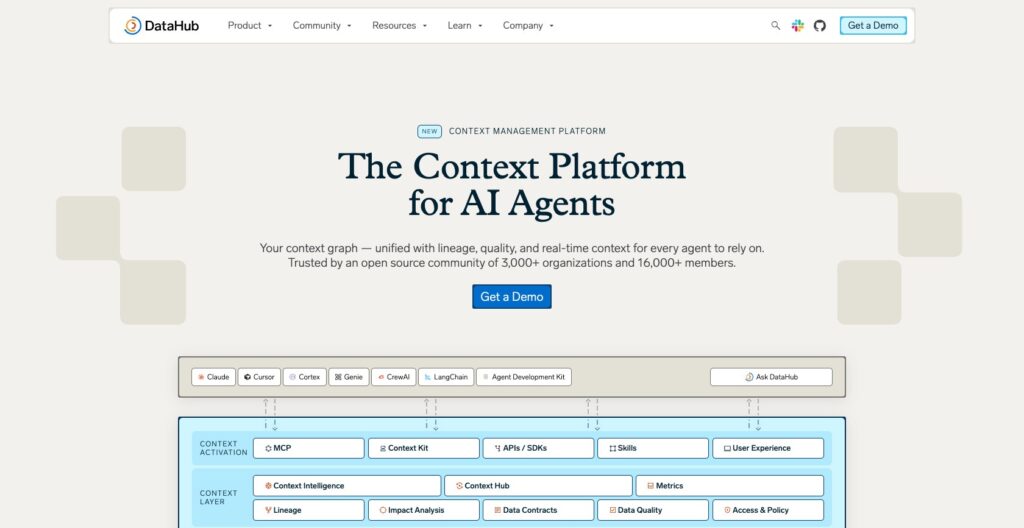 DataHub homepage, October 2026