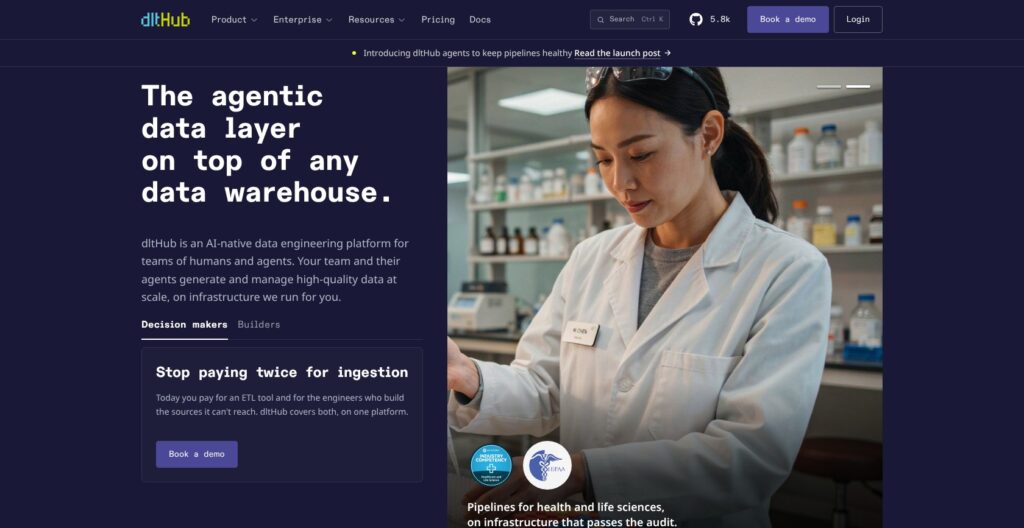 dltHub homepage, October 2026