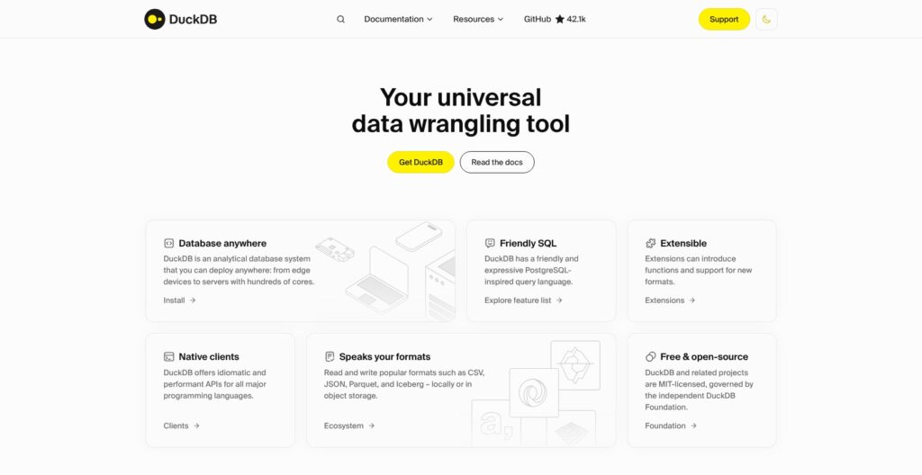 DuckDB homepage, October 2026