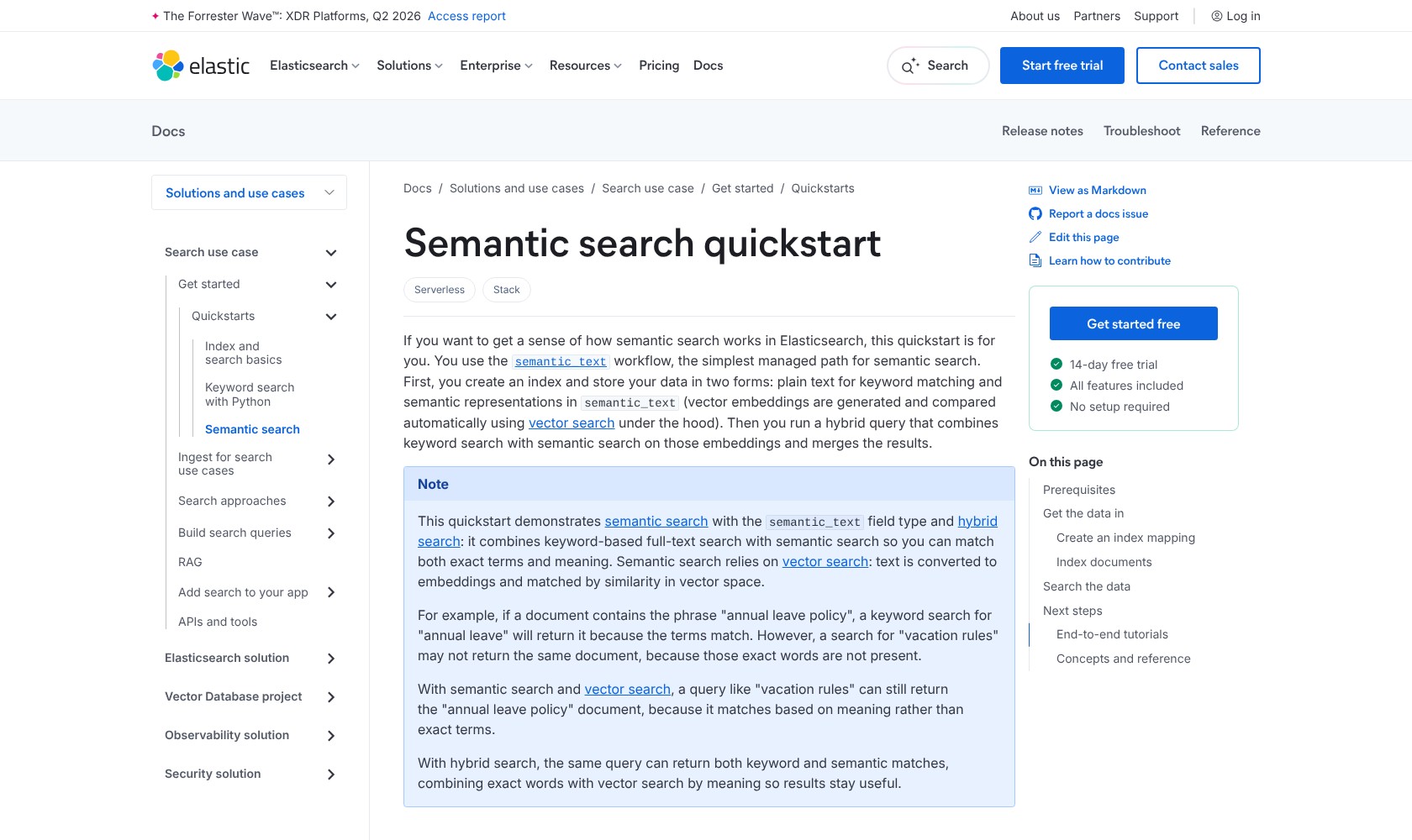 Elasticsearch semantic search quickstart, October 2026