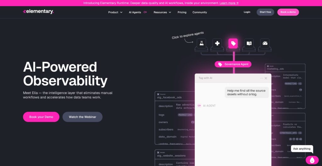 Elementary AI agents product page