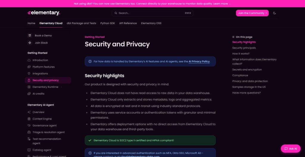 Elementary security and privacy documentation