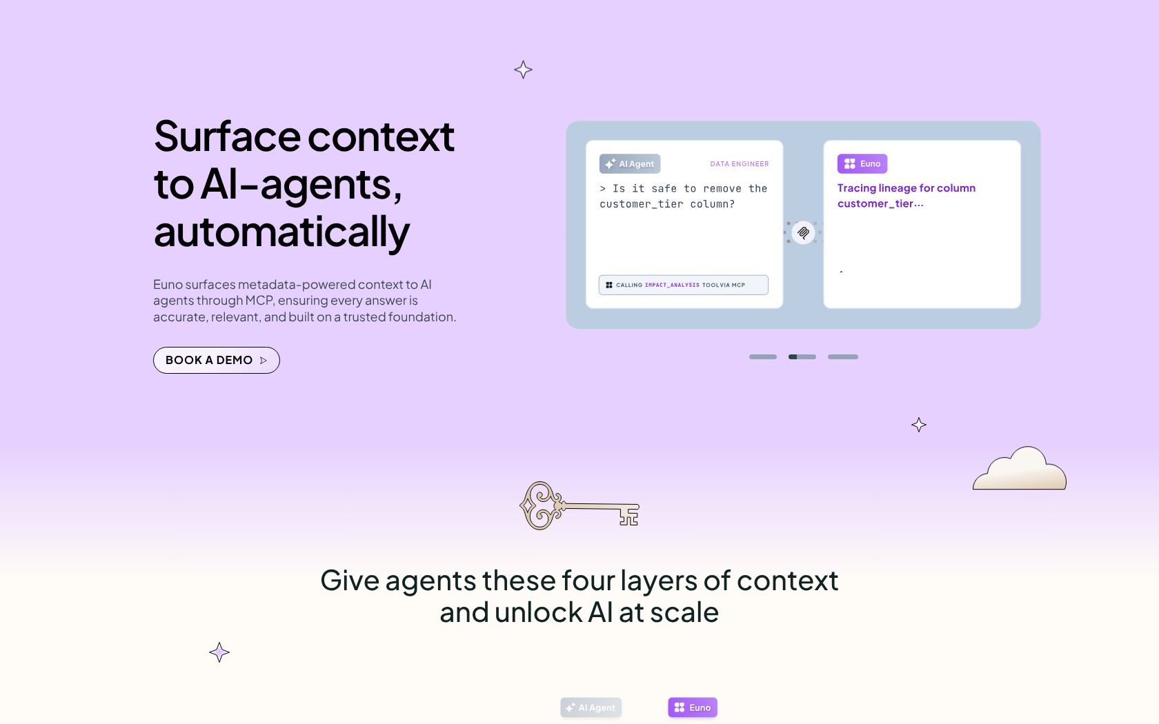 Euno context for AI agents product page, October 2026