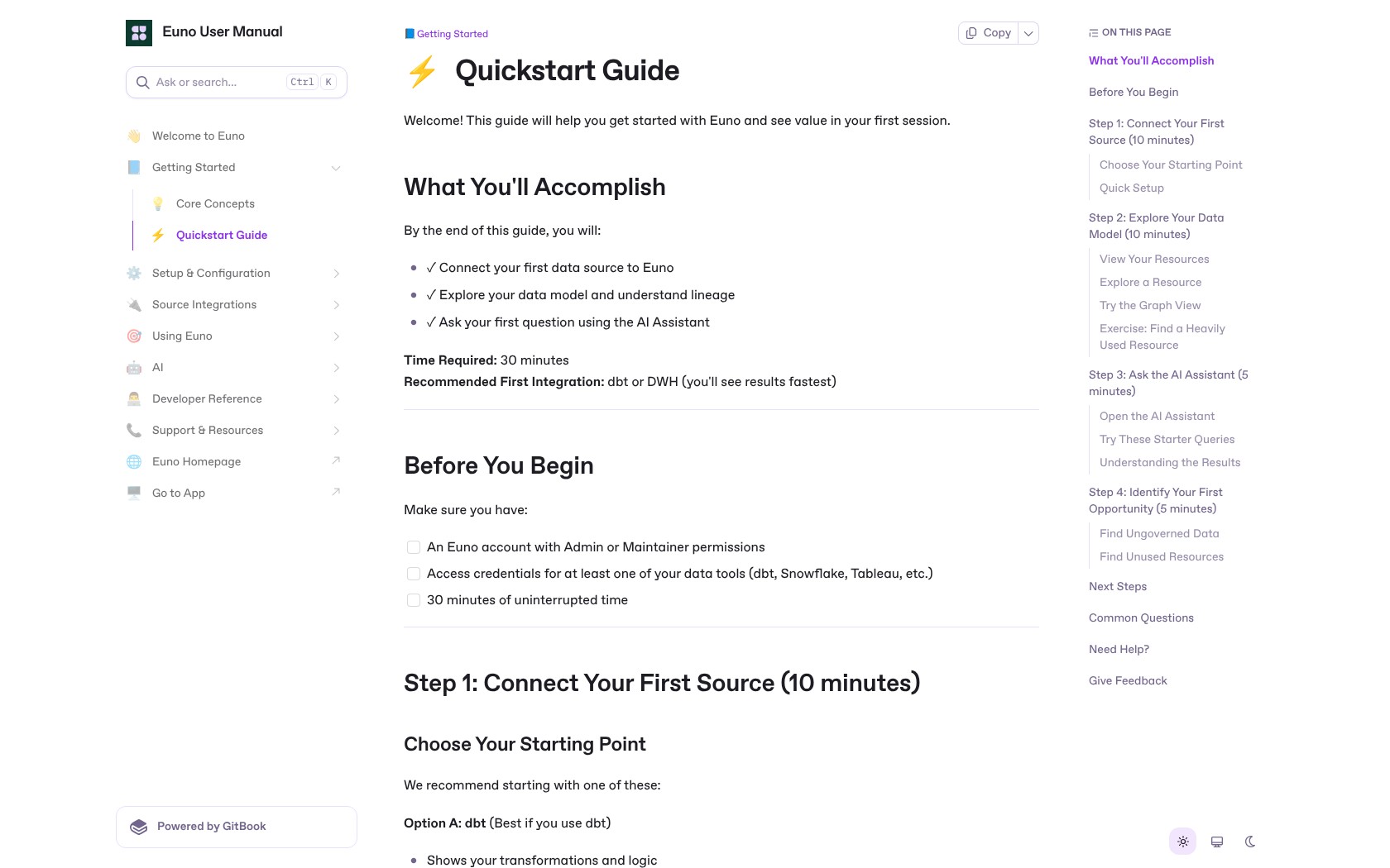 Euno quickstart guide, October 2026