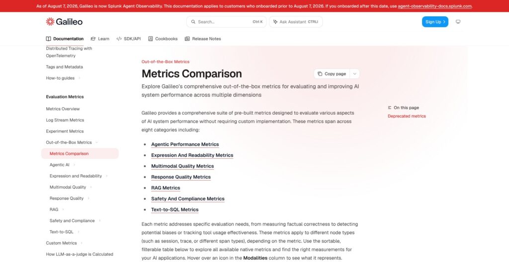 Galileo metrics comparison, October 2026