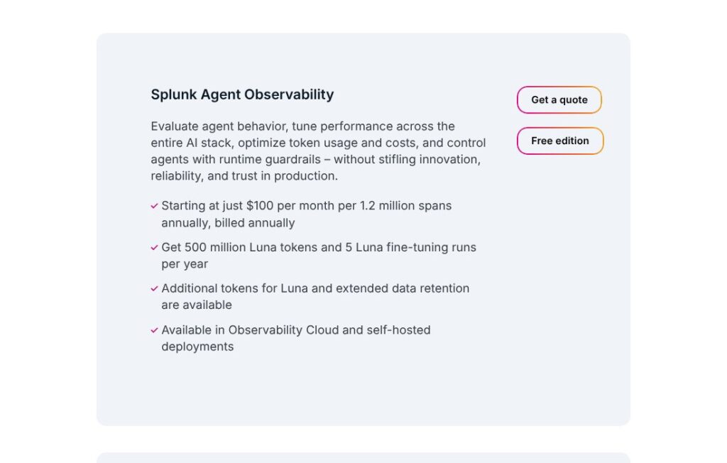 Splunk Agent Observability pricing, October 2026