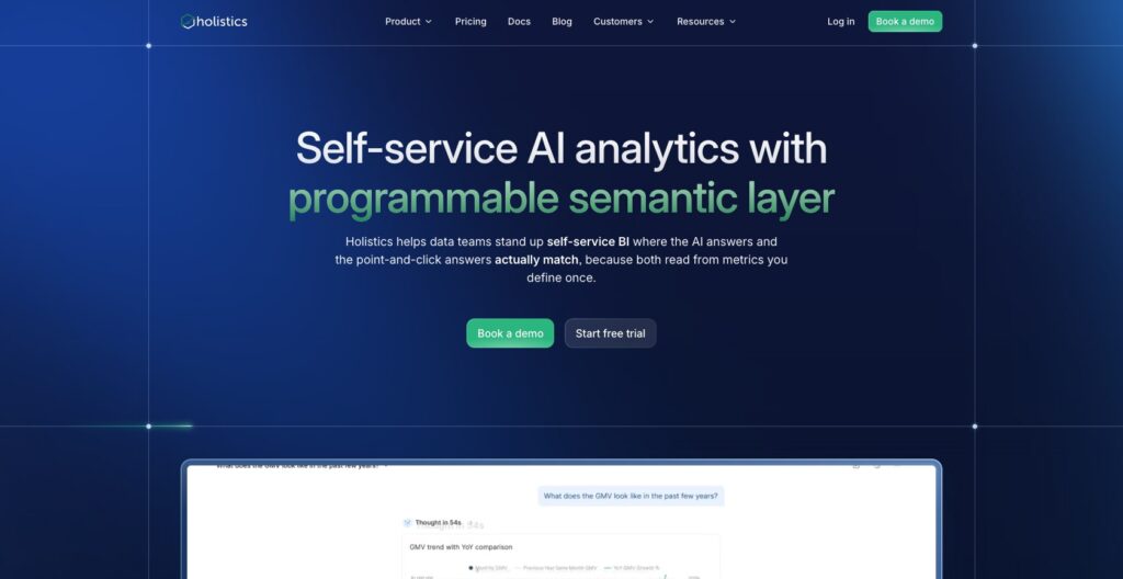 Holistics homepage, October 2026