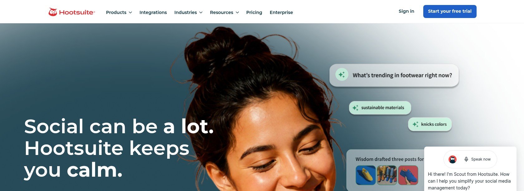 Hootsuite homepage, October 2026