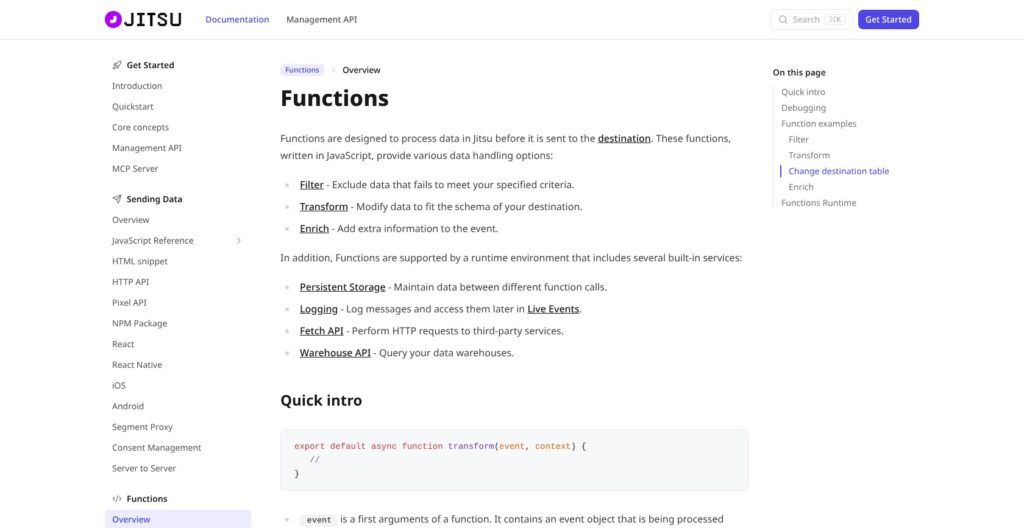 Jitsu Functions documentation, October 2026