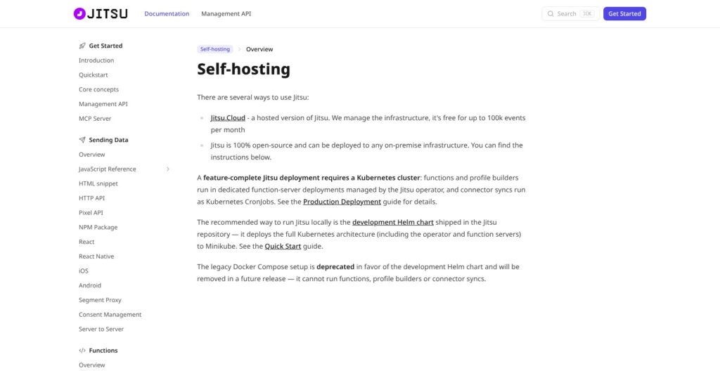 Jitsu self-hosting documentation, October 2026