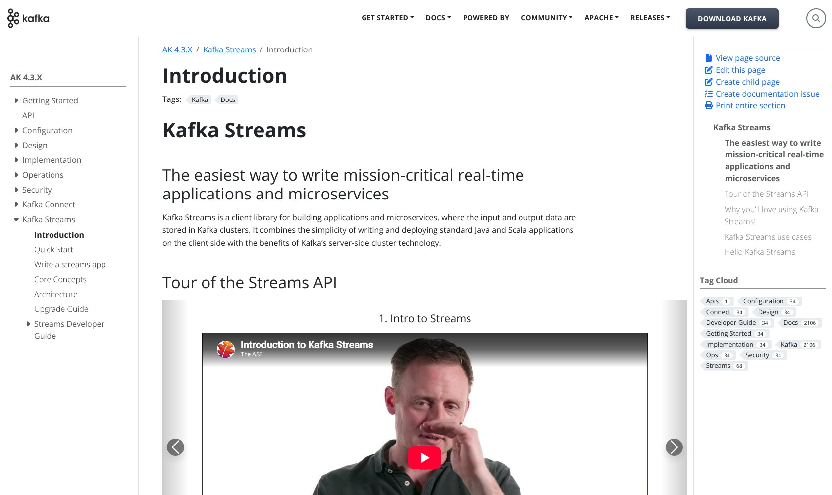 Kafka Streams documentation describing its Java and Scala client library.