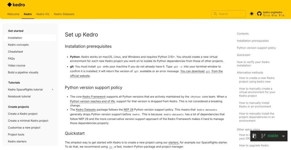 Kedro install guide, October 2026
